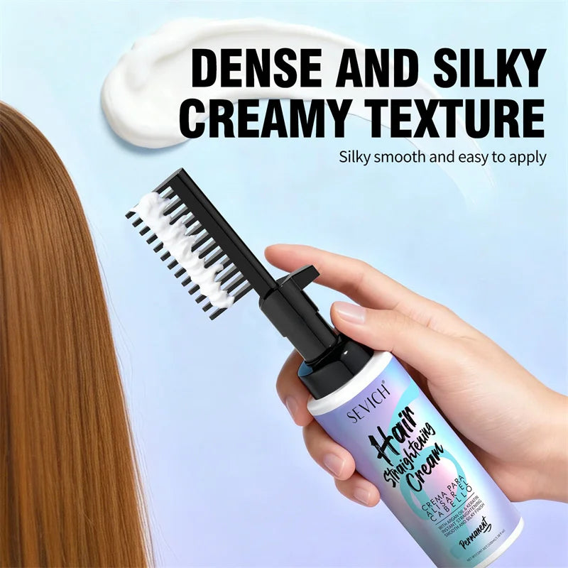 Keratin Protein Straightening Cream with Comb by Cedar & Moore, 100ml salon hair treatment bottle