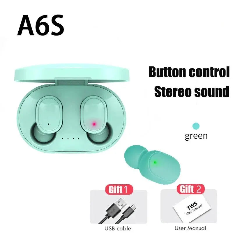 TWS A6S Wireless Bluetooth Earbuds - Active Noise Cancelling Headphones with Mic