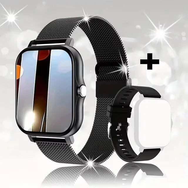 Multifunctional Smart Watch Cedar & Moore with 1.4-inch OLED display and metal mesh band + extra strap