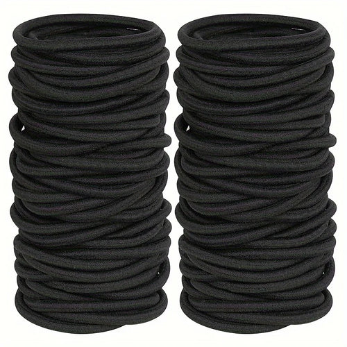 50/100pcs 3mm Black Small Elastic Hair Ties - Ponytail Holders for Thick & Curly Hair