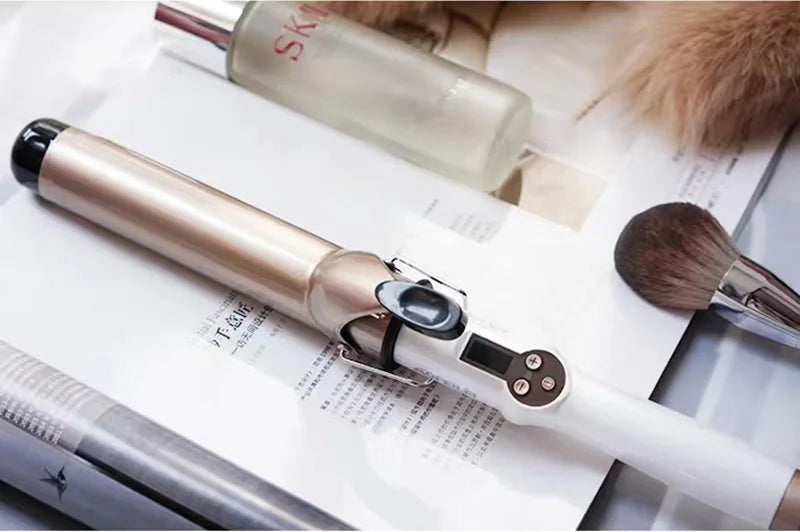 Professional Ceramic Hair Wave Curling Wand - LCD Display Curling Iron for Waves & Curls
