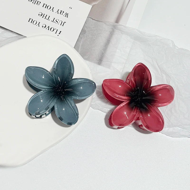 Epoxy Flower Hair Claw Clips - Leopard Print Hawaiian Gradient Barrettes for Women & Girls