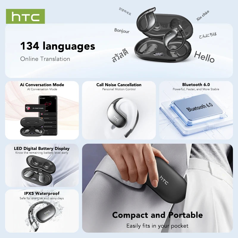 Black wireless earbuds seated in open charging case with in-ear tips visible