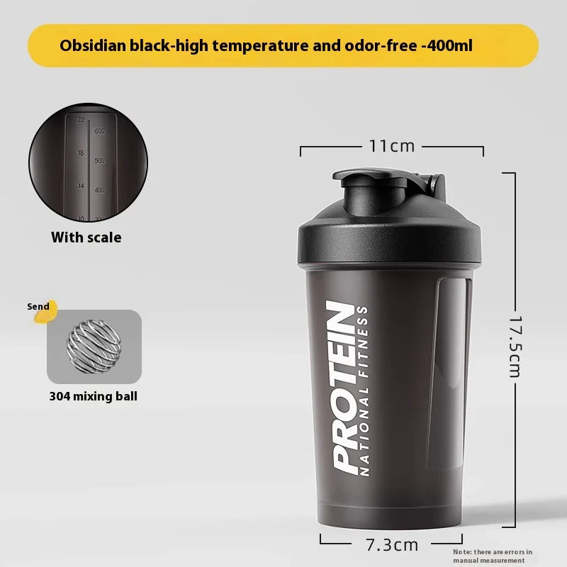 Protein Shaker Bottle - Leak-Proof Gym Fitness Mixer Cup 400-600ml for Shakes & Supplements