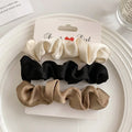 Multi Pack Elegant Satin Pleated Scrunchies - Solid Color Hair Ties for Women