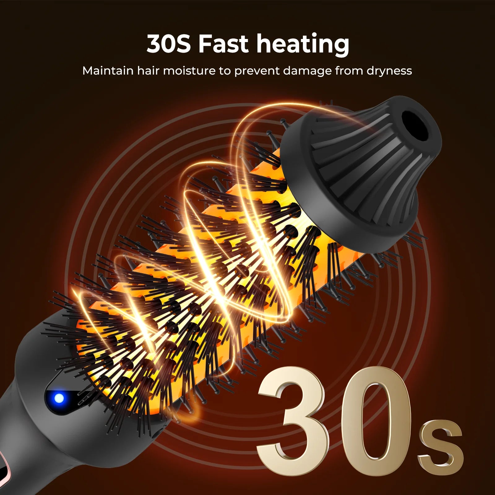 Heated Hair Curler Brush - 38mm Ceramic Ionic Electric Thermal Styling Comb