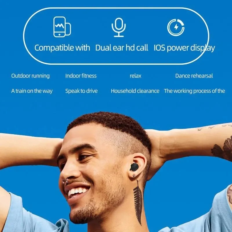 TWS A6S Wireless Bluetooth Earbuds - Active Noise Cancelling Headphones with Mic