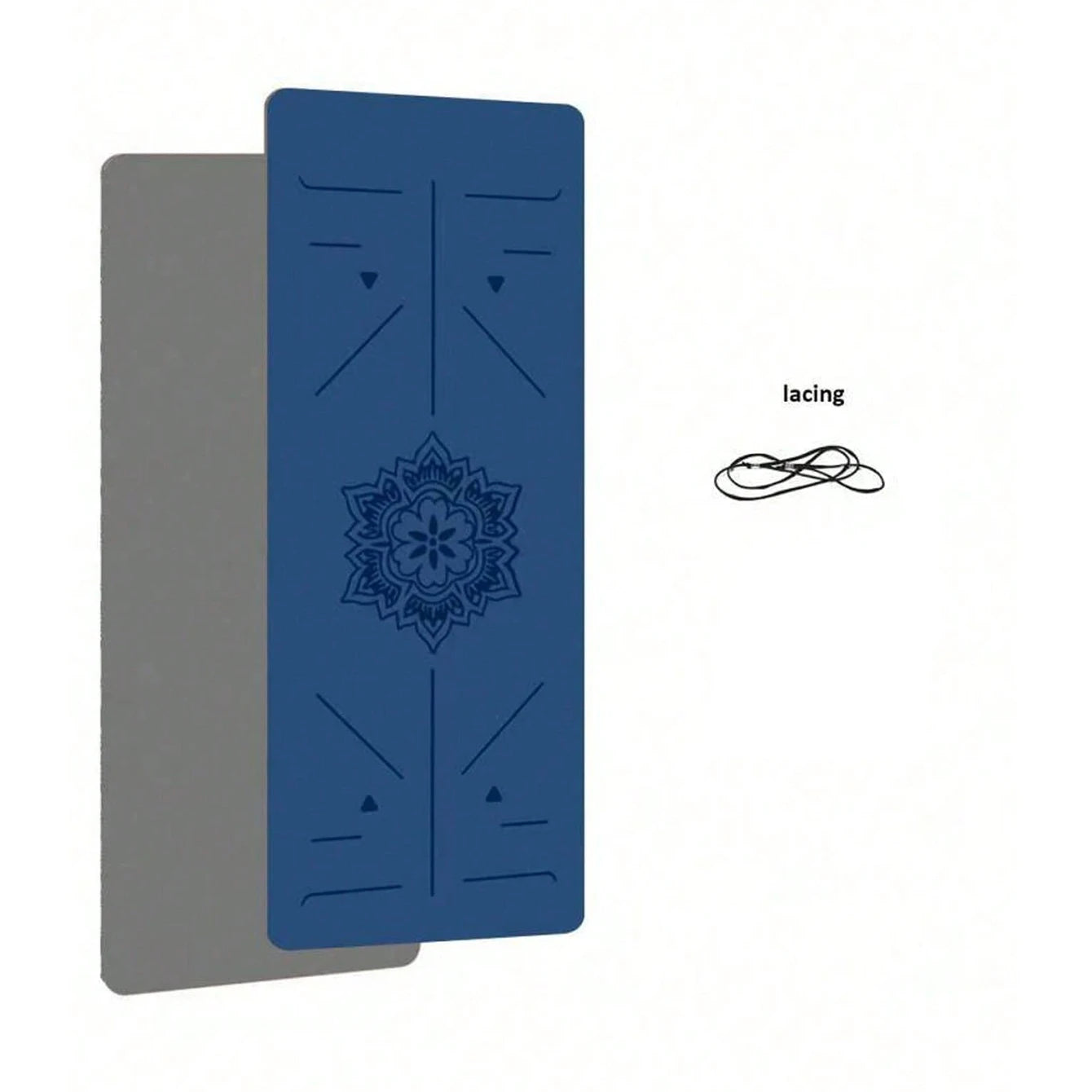Yoga mats (2) Cedar & Moore 6mm TPE, blue with mandala design and gray backing, eco-friendly non-slip