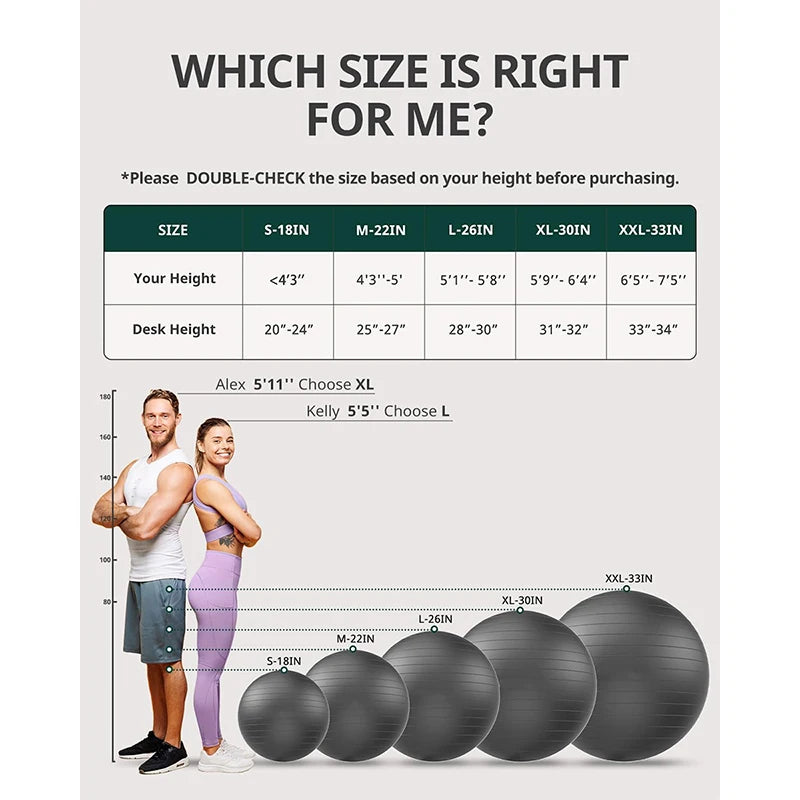 Yoga Balance Ball - Anti-Burst Pilates Exercise Ball 55/65/75/85cm for Core Strength