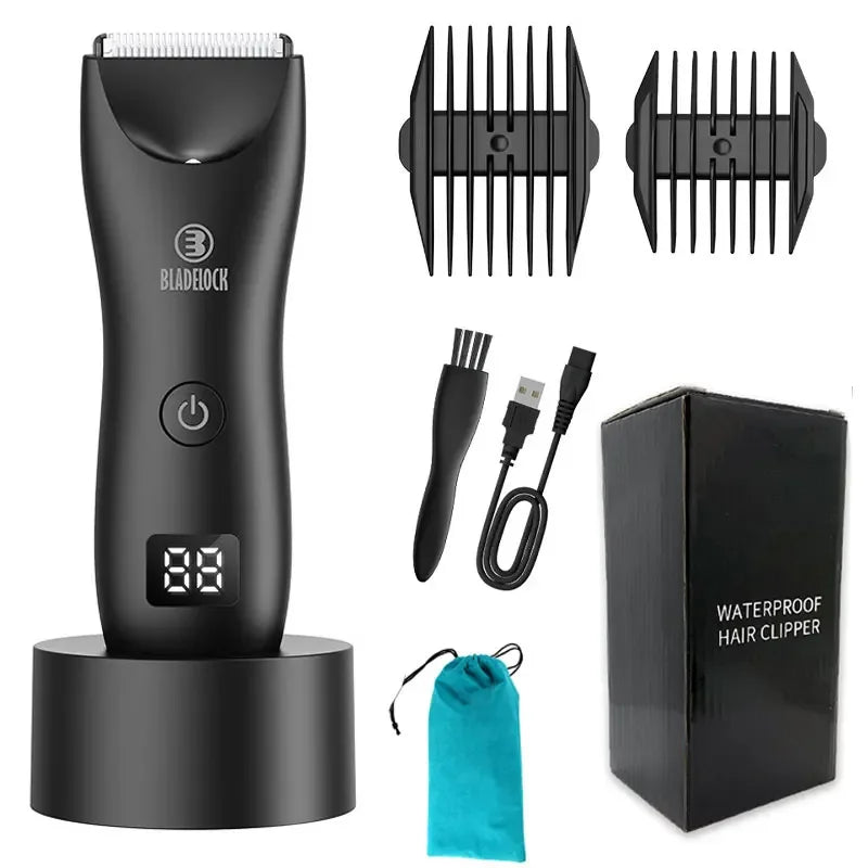 Men's Body Hair Trimmer - Electric Groin Trimmer for Sensitive Areas with Waterproof Safety Razor