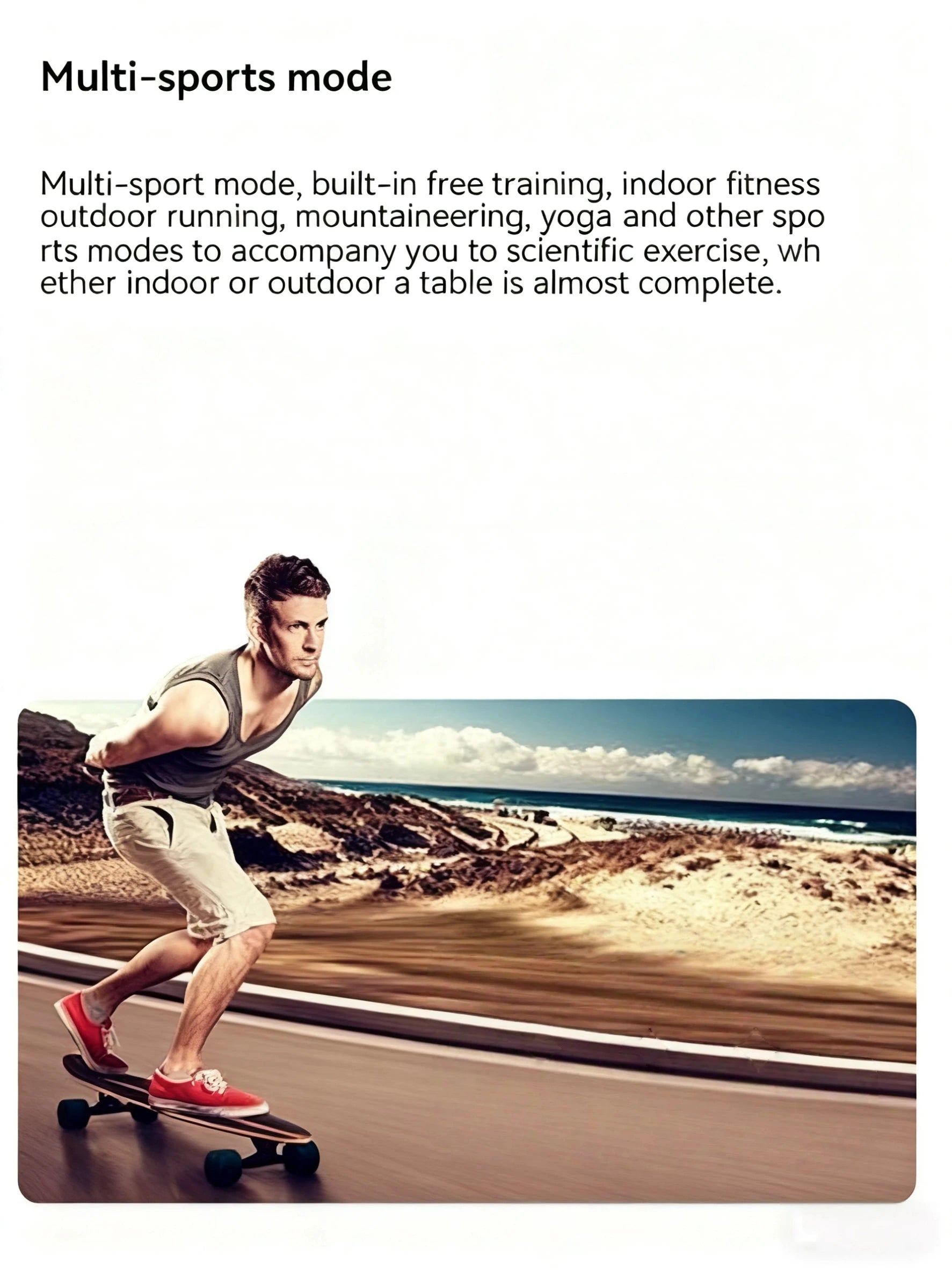 Intelligent health tracking watch showing multi sport icons on the screen