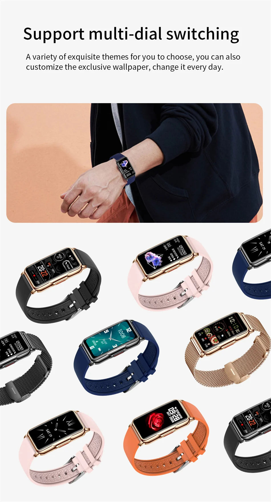 Android & IOS Smartwatch Heart Rate Monitoring Waterproof 20+Sport Modes