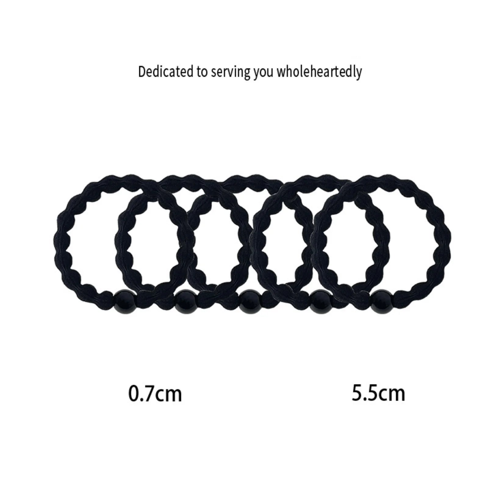 5/10pcs Classic Minimalist Sporty Hair Ties - Black Beaded Elastics with Strong Hold