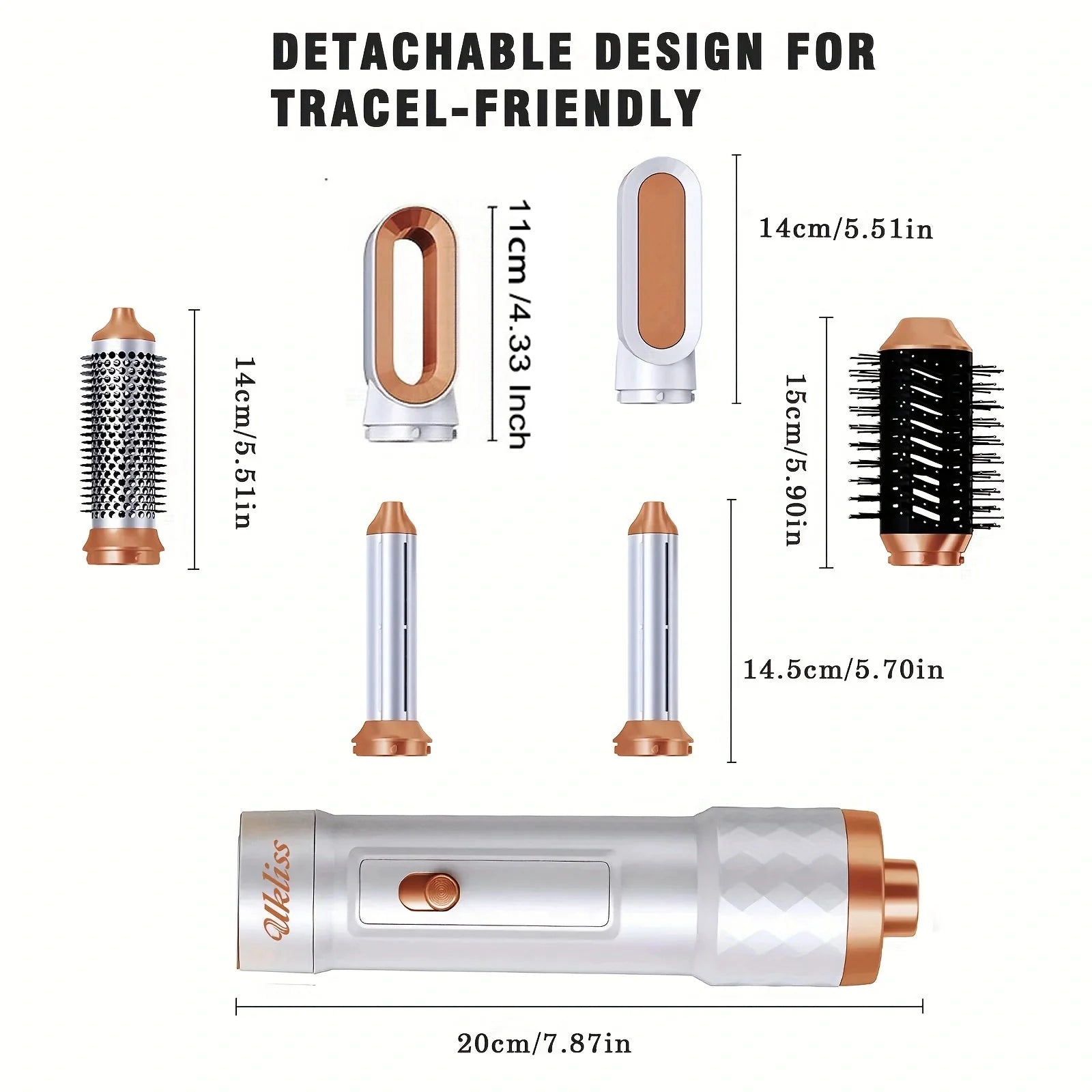 6-in-1 Hair Dryer Brush - Electric Blow Dryer Kit with Negative Ionic Styling & Curling Wand