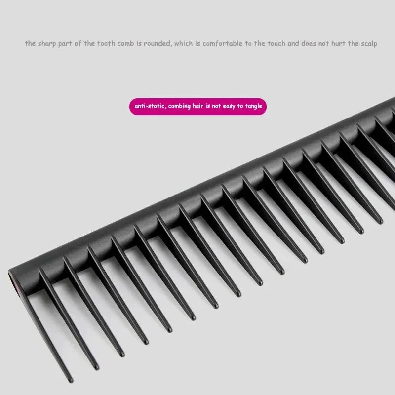 Wide-tooth hair comb with long black teeth for detangling