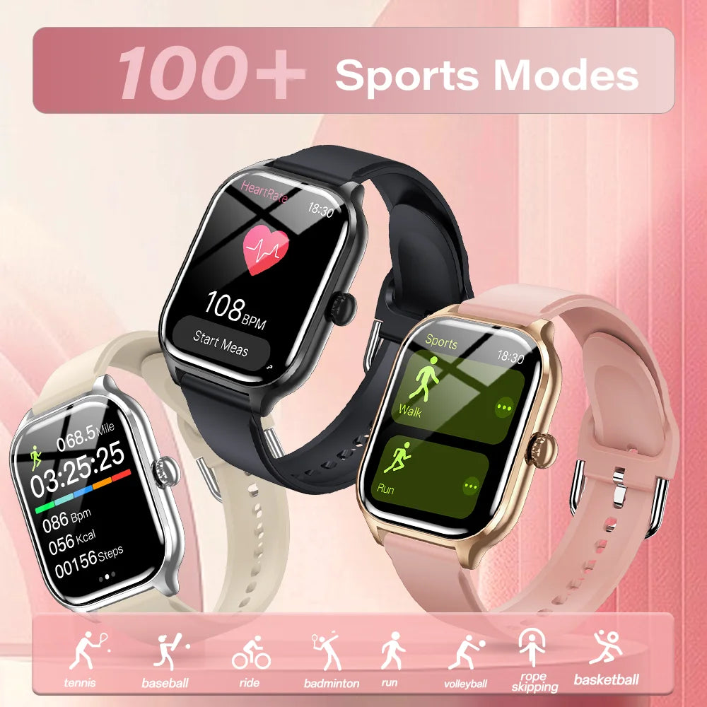 LAXASFIT H9 Pro Max Smart Watch set in black, silver, gold and pink bands with 100+ sports modes and health monitoring