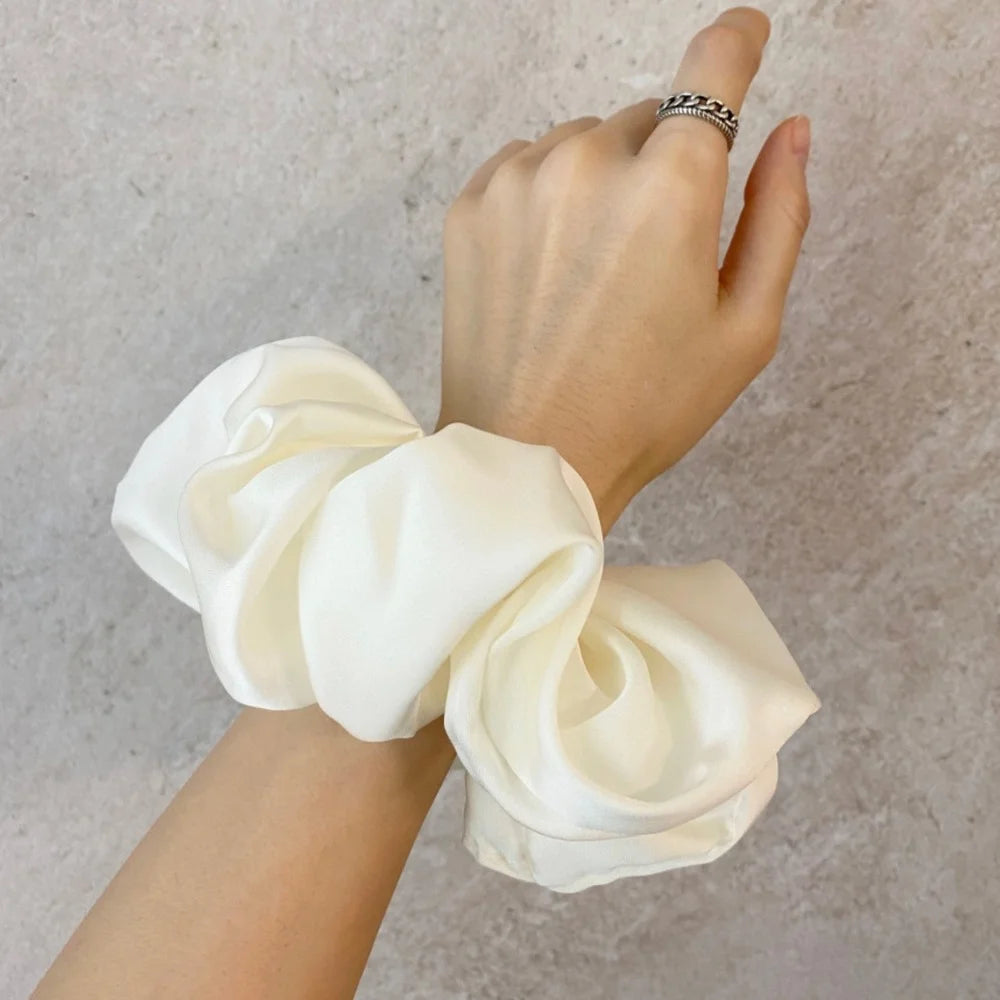Fashion Oversized Silk Chiffon Scrunchies - Elastic Hair Ties for Women
