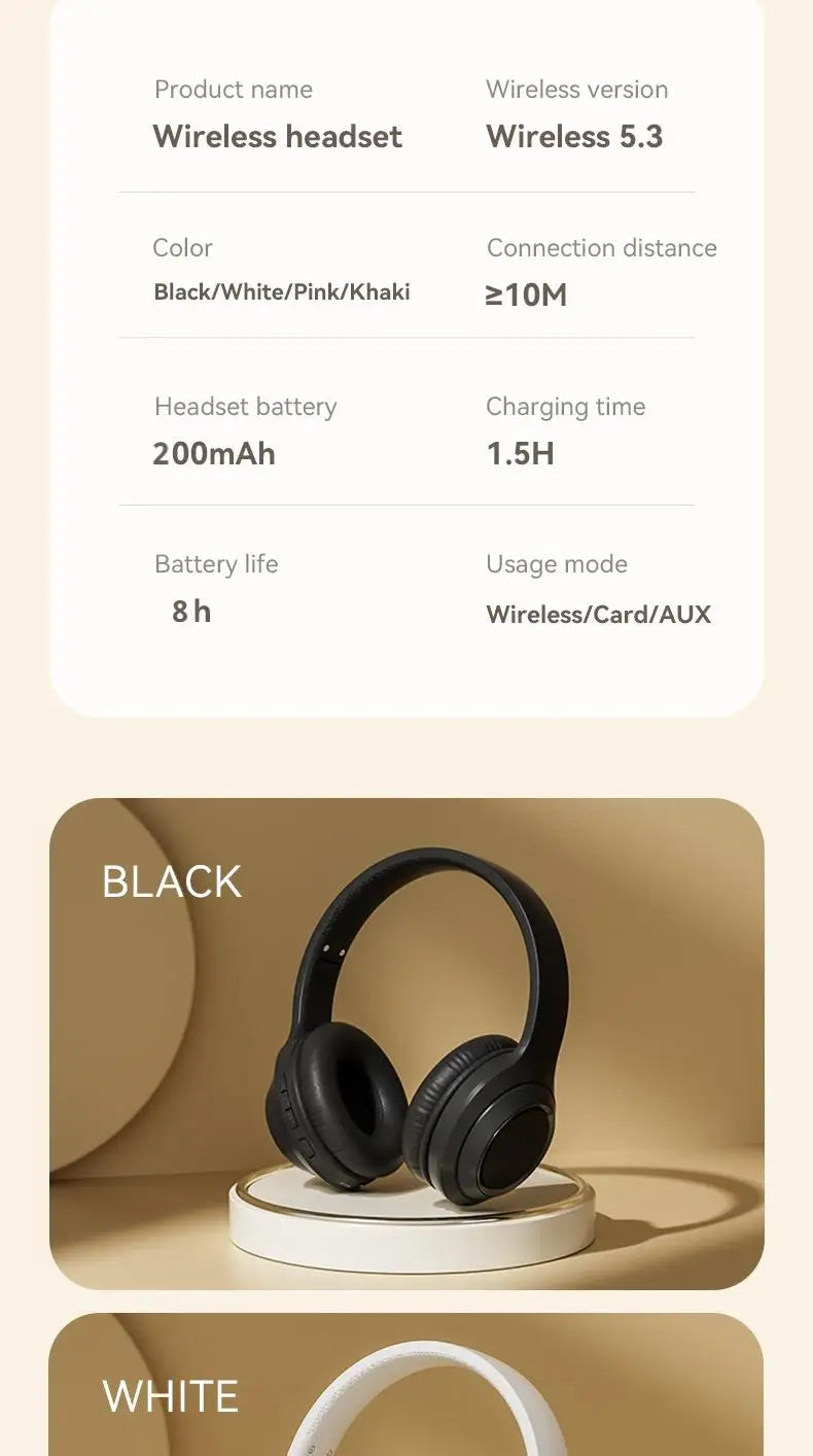 Over-ear wireless Bluetooth headphones in black and white on charging stands.