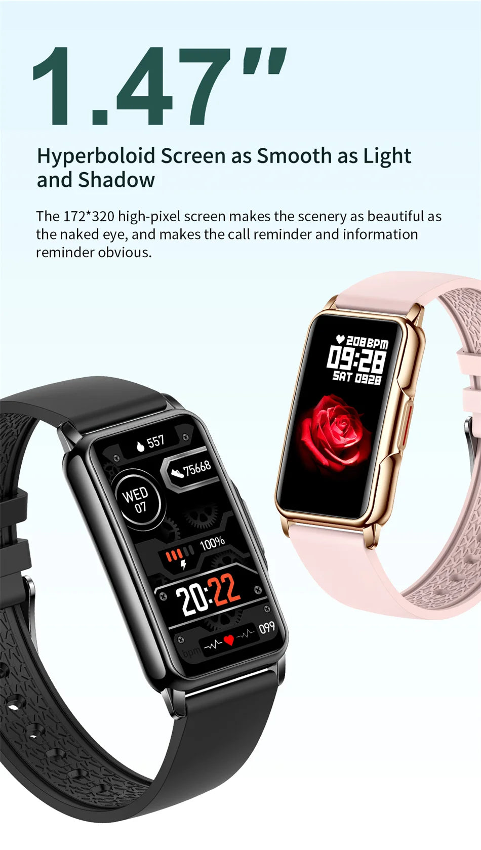 Android & IOS Smartwatch Heart Rate Monitoring Waterproof 20+Sport Modes