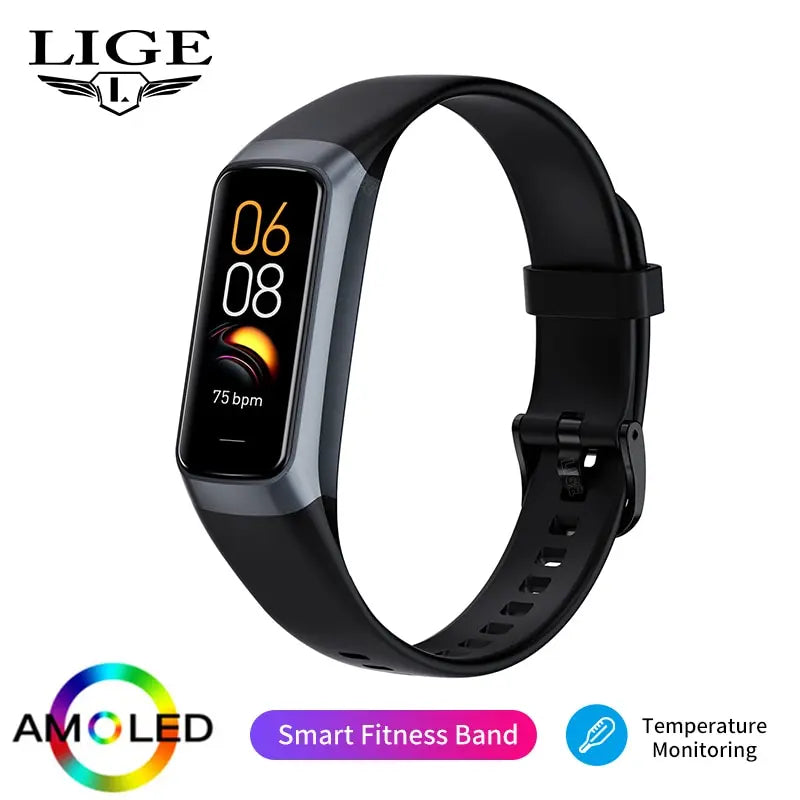 LIGE Amoled Heart Rate Blood Smartwatch Waterproof Sports Fitness Tracker