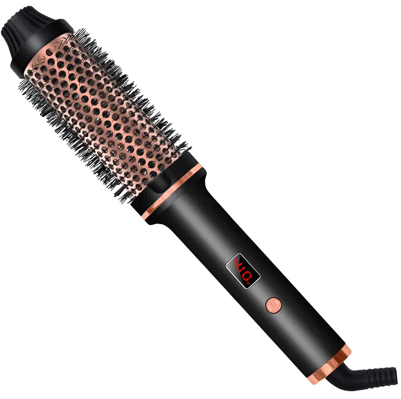 Hair Curling Brush - Ceramic Ionic Hot Brush with Anti-Scald Technology & Fast Heating