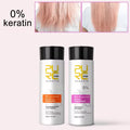 PURC Keratin set with 0% keratin purifying shampoo and 0% keratin treatment bottles
