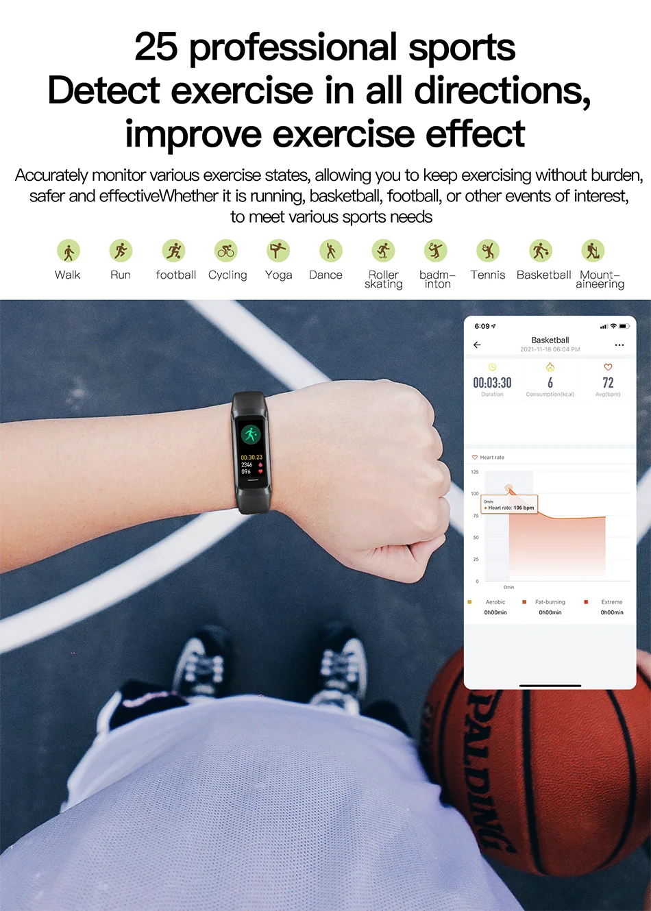 LIGE Amoled Heart Rate Blood Smartwatch Waterproof Sports Fitness Tracker