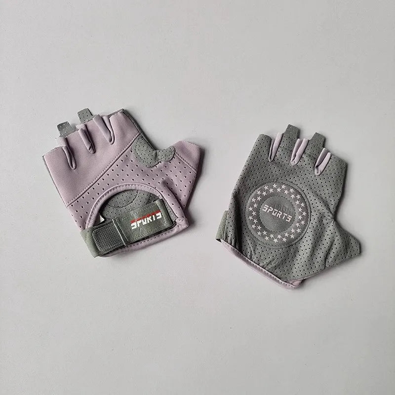 Women's Half-Finger Workout Gloves - Anti-Slip Grip for Gym, Yoga & Cycling