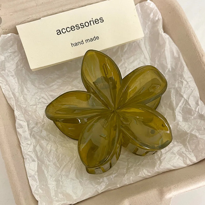 Epoxy Flower Hair Claw Clips - Leopard Print Hawaiian Gradient Barrettes for Women & Girls