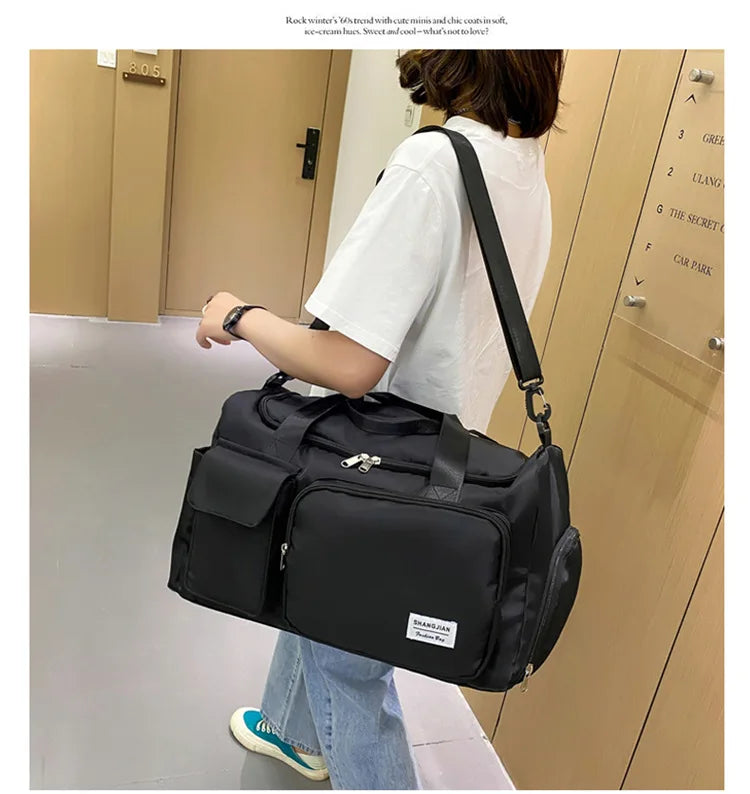 Large Capacity Gym/Overnight Duffle Bag with Shoe Compartment