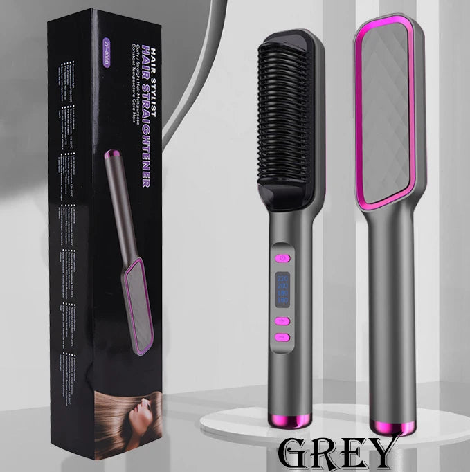 Hair Straightener Electric Brush - Hot Comb Heating Brush for Sleek, Smooth Styling