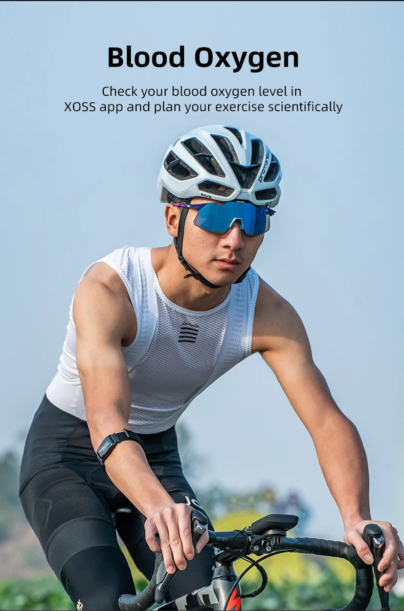 XOSS BBP Heart Rate Monitor Armband Cedar & Moore, IP68 waterproof, worn on cyclist's arm