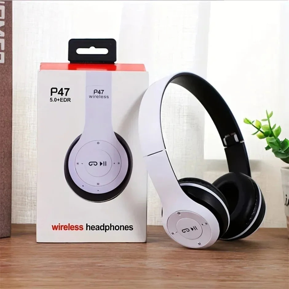 P47 Wireless Bluetooth Headphones - Foldable Over-Ear with 6H Talk Time & Volume Control