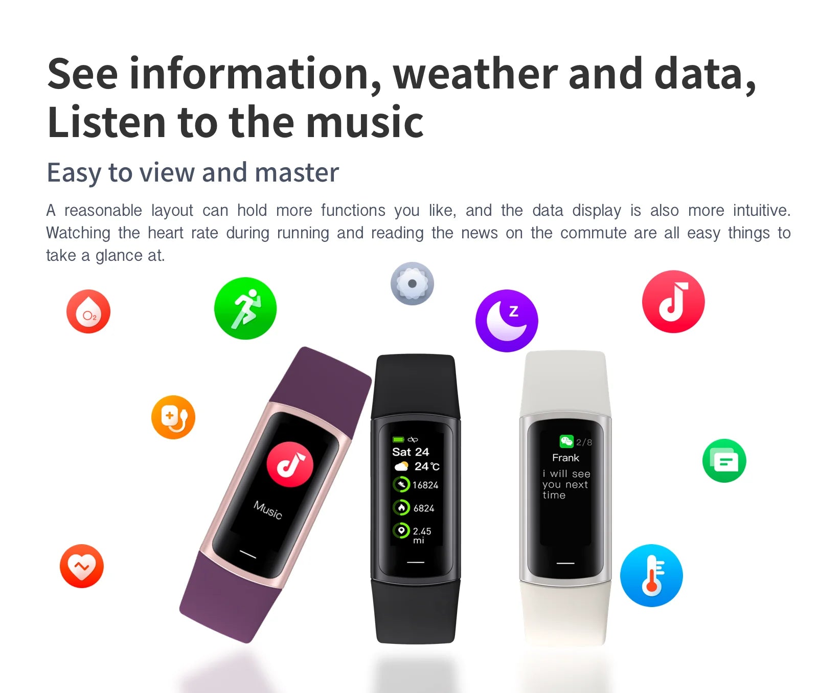 LIGE Fashion Smartwatch Temperature Blood Heart Oxygen Monitoring Bracelet