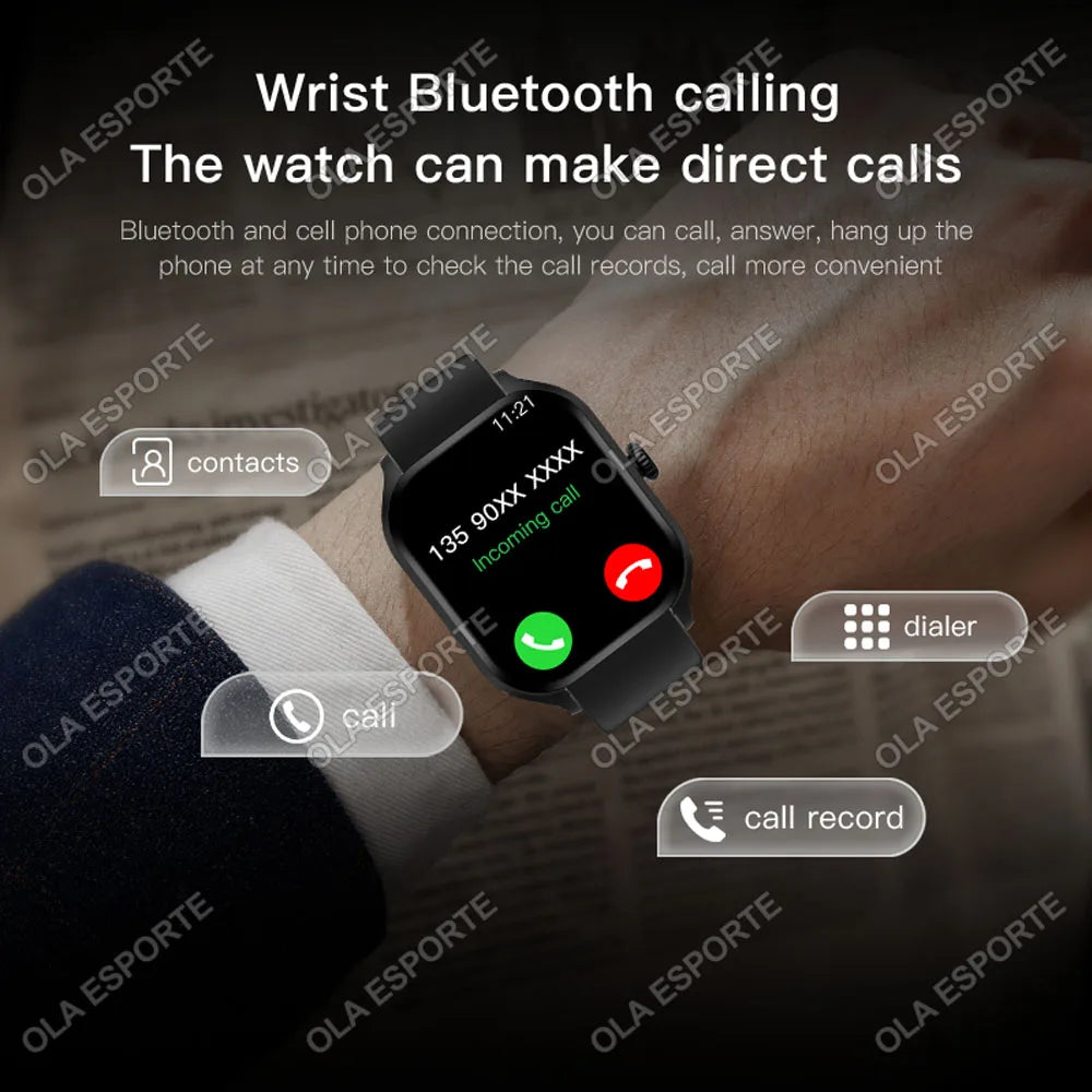 Smart watch 2.01-inch black with Bluetooth calling worn on the wrist