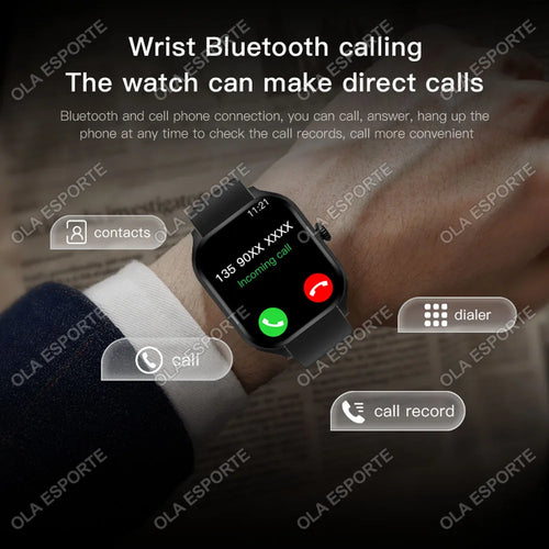 Smart watch 2.01-inch black with Bluetooth calling worn on the wrist