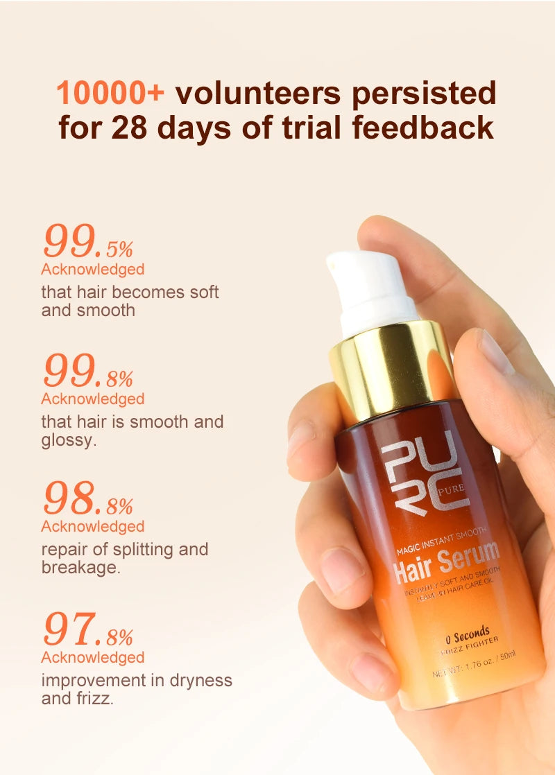 PURC Magic Instant Smooth Hair Serum - Nourishing Repair Leave-In Oil Anti-Frizz Treatment