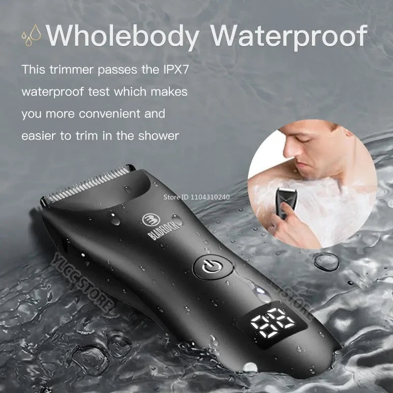 Men's Body Hair Trimmer - Electric Groin Trimmer for Sensitive Areas with Waterproof Safety Razor