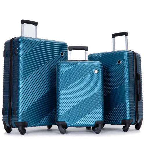 3-Piece Hardshell Luggage Set with Spinner Wheels - 20/24/28 Inch Lightweight Carry-On Suitcases