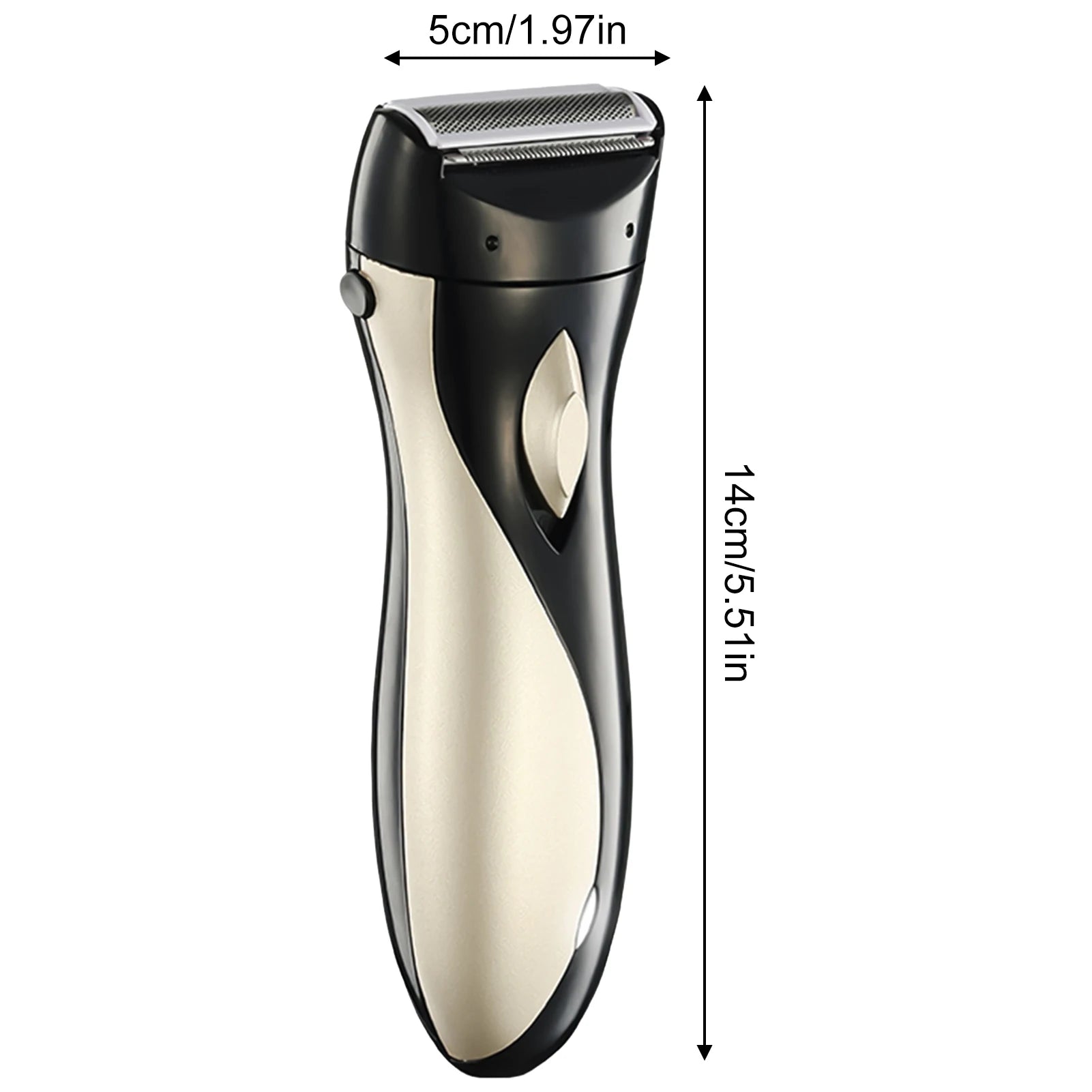 Rechargeable epilator with black and gold body and metal foil shaver head