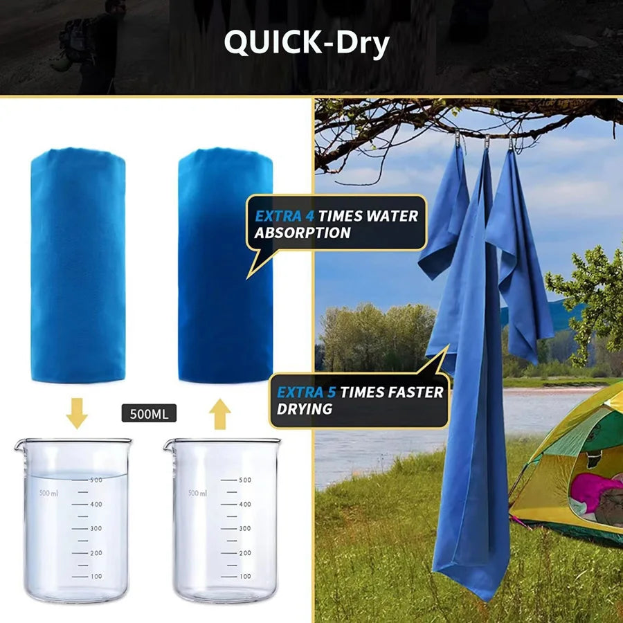 Quick-Dry Microfiber Sports Towel by Cedar & Moore, blue ultra-absorbent gym towel (2-pack)