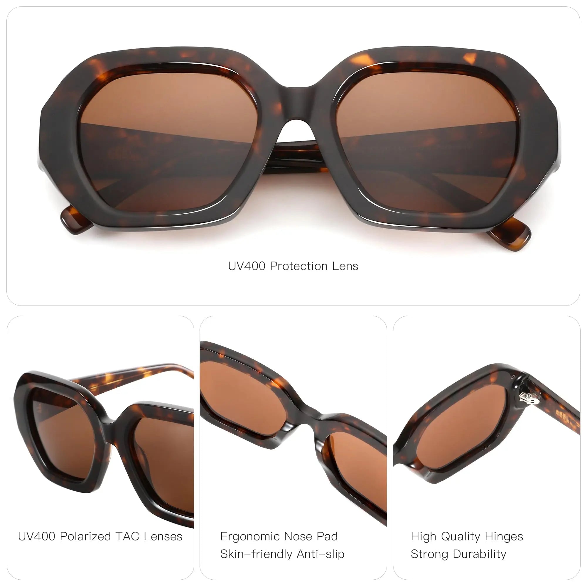 ZENOTTIC Retro Designer Hexagon Sunglasses