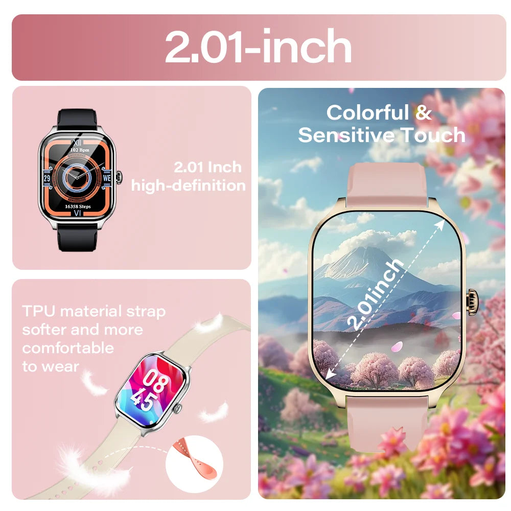 Two LAXASFIT H9 Pro Max smart watches by Cedar & Moore, pink TPU strap, 2.01-inch HD display
