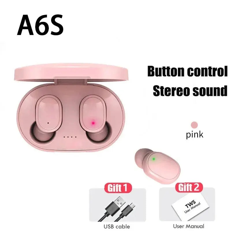 TWS A6S Wireless Bluetooth Earbuds - Active Noise Cancelling Headphones with Mic