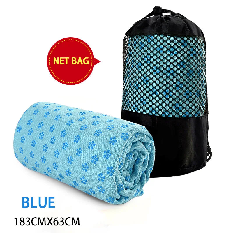 Non-Slip Yoga Towel Cedar & Moore blue 183x63cm with net bag (2-piece set)