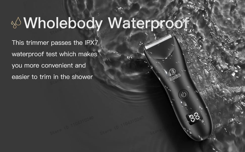 Men's Body Hair Trimmer - Electric Groin Trimmer for Sensitive Areas with Waterproof Safety Razor
