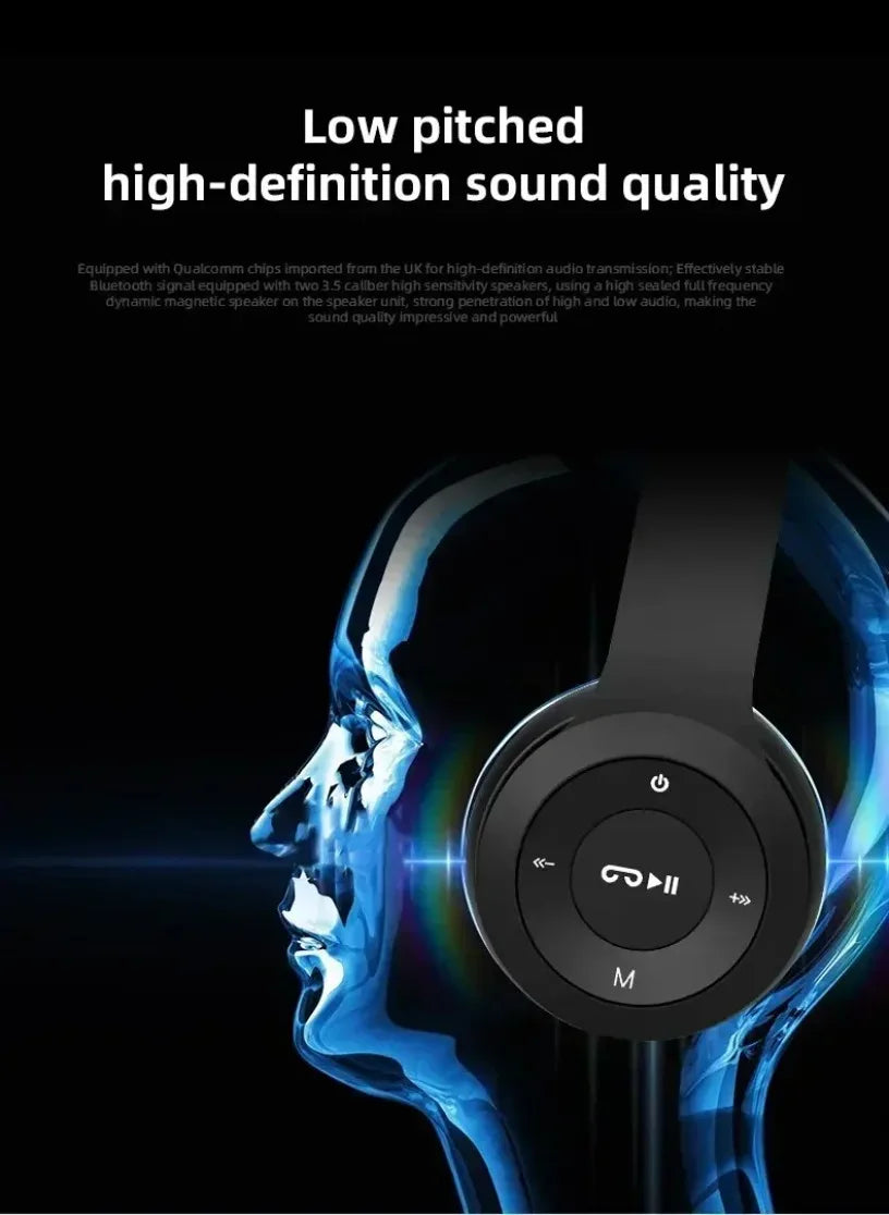 P47 Wireless Bluetooth Headphones - Foldable Over-Ear with 6H Talk Time & Volume Control