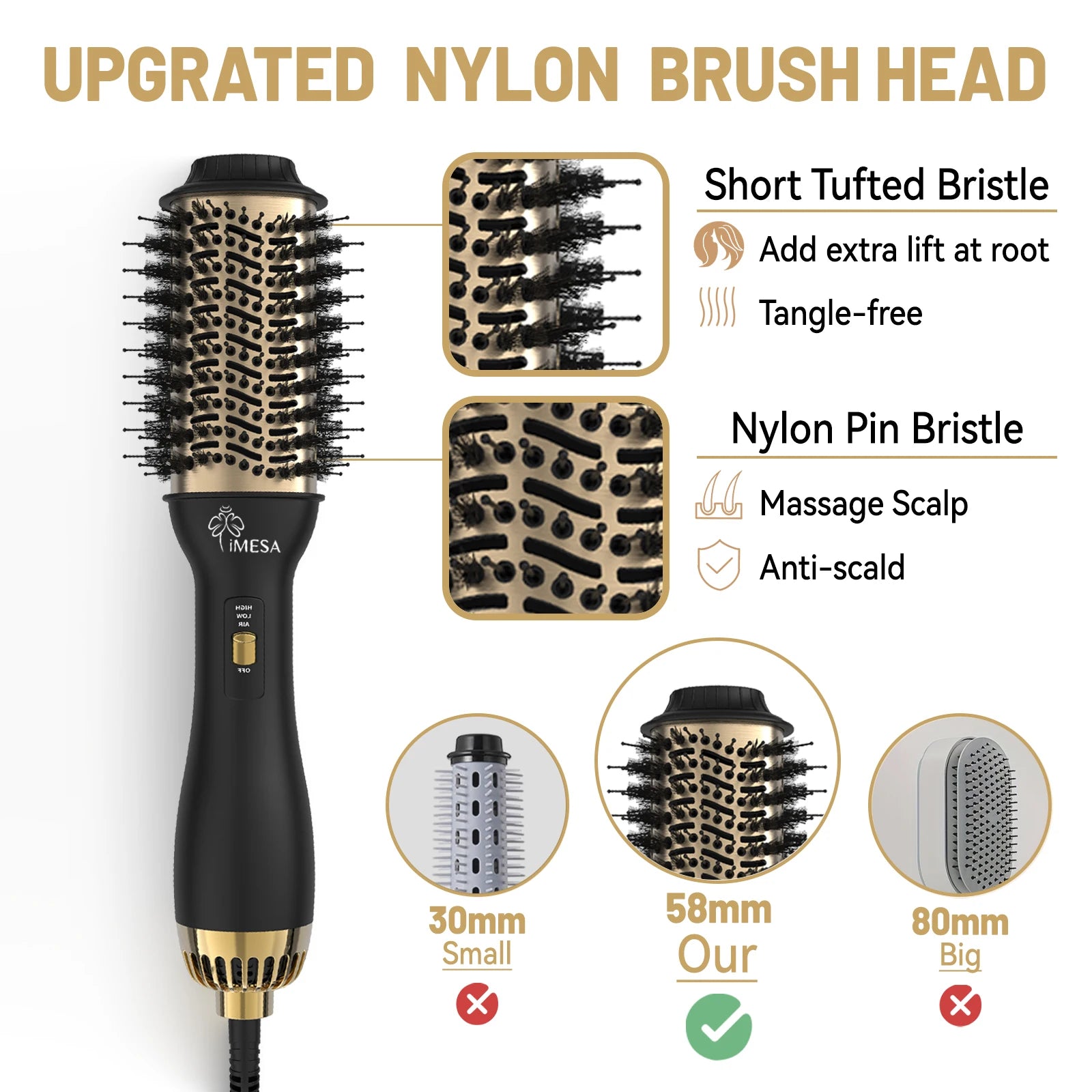 Multifunction Hot Air Brush - One Step Hair Dryer Brush for Curling, Straightening & Styling