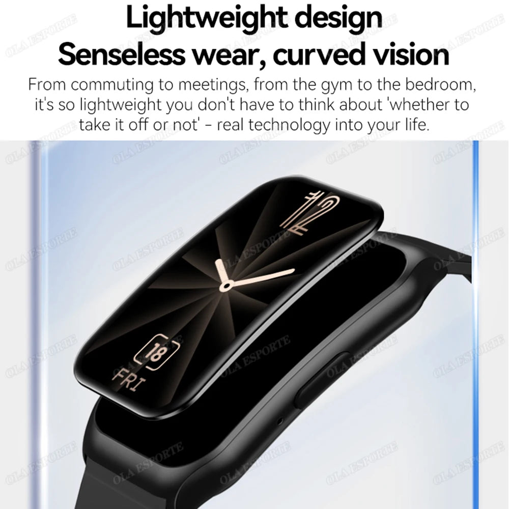 Curved Screen Smart Watch - Heart Rate Blood Oxygen Pressure Sleep Monitor Waterproof