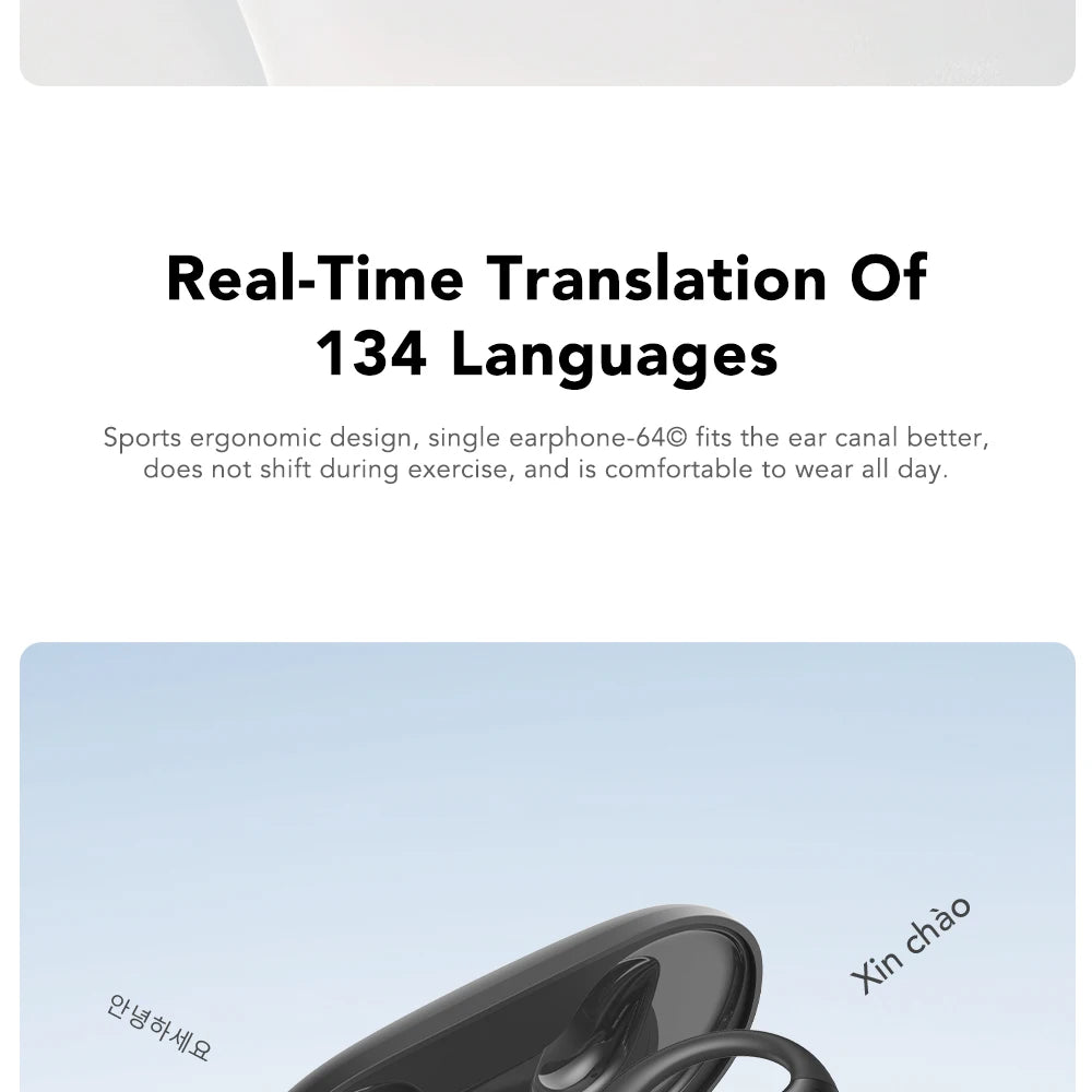 Black sports earbuds and charging case, angled view